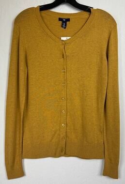 Gap Yellow Long Sleeve Button Up Cardigan Women's Medium